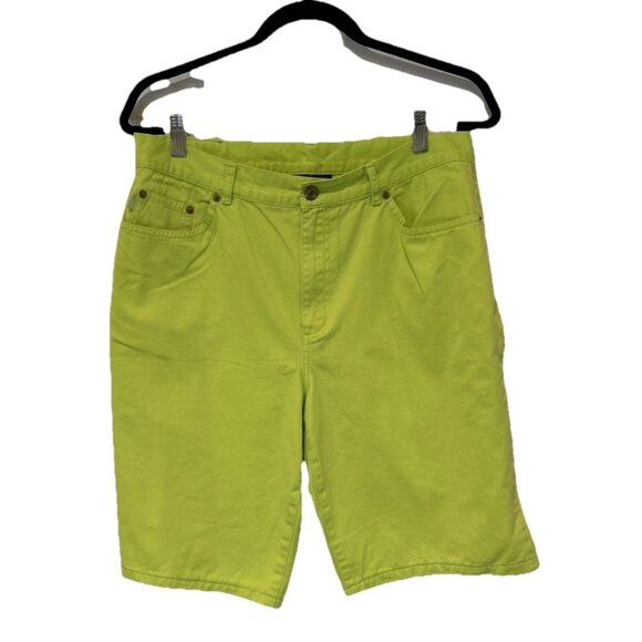 Vtg Lauren Jeans Co Womens Jean Shorts Green 12‎ Neon 90s Mom High Waist Bermuda - Picture 10 of 10
